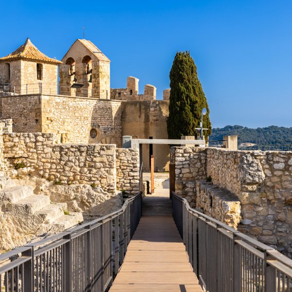 The walkway at the entrance to the Castle of Calafell